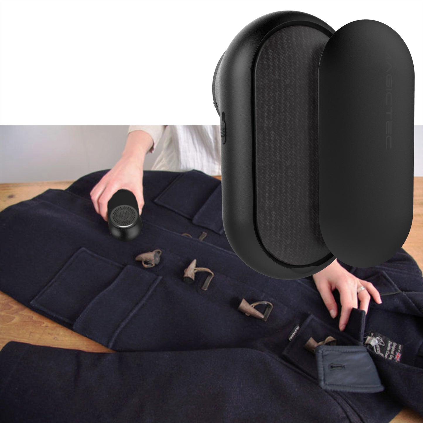 Product image Rechargeable Fabric Shaver, Magictec Lint Remover Sweater Defuzzer Lints Fuzzs Pills Pilling Trimmer for Clothes and Furniture -Battery Operated (Black)
