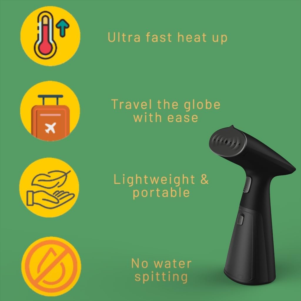 Travel Garment Steamer, Handheld Steamer for Clothes, Fast Heat-Up in 30 Seconds, 1000W Portable Steamer with 120ml Water Tank, Removes Wrinkles from Clothes, Garments, and Fabrics