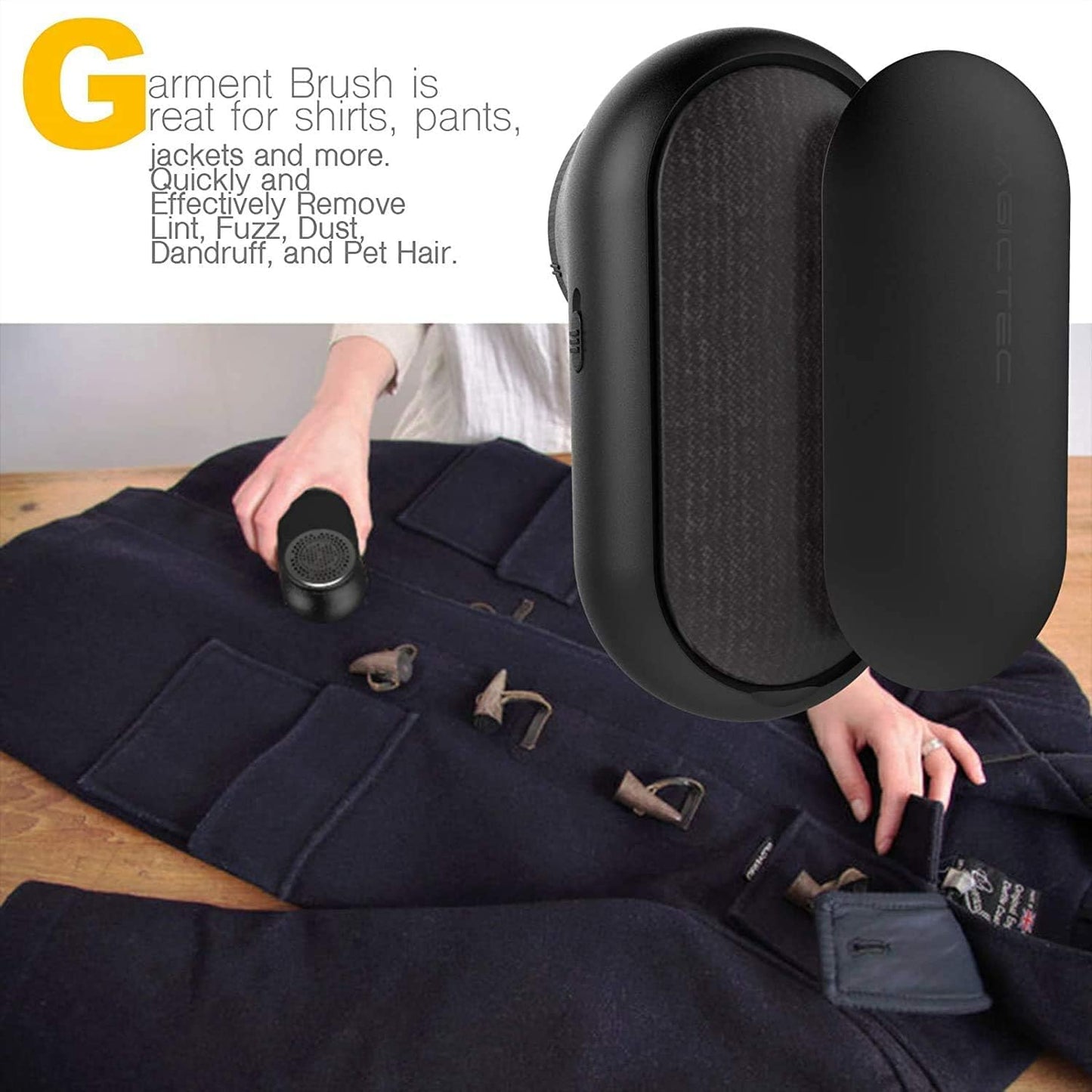 Product image Rechargeable Fabric Shaver, Magictec Lint Remover Sweater Defuzzer Lints Fuzzs Pills Pilling Trimmer for Clothes and Furniture -Battery Operated (Black)