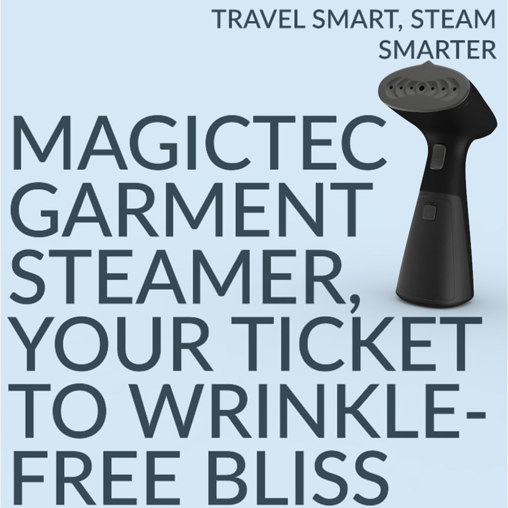 Travel Garment Steamer, Handheld Steamer for Clothes, Fast Heat-Up in 30 Seconds, 1000W Portable Steamer with 120ml Water Tank, Removes Wrinkles from Clothes, Garments, and Fabrics